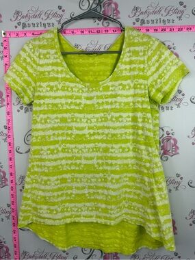 fresh produce T-shirt Lime Green and White Short Sleeve Textured Tee